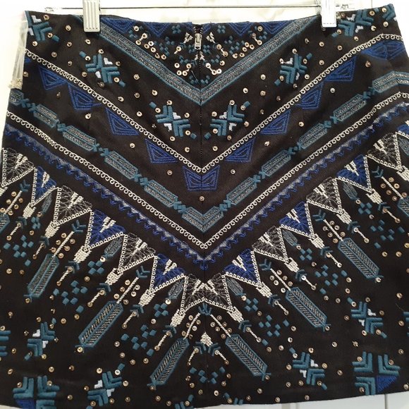 FREE PEOPLE NWT Beaded & Embroidered Skirt-Size 10 - Picture 2 of 3
